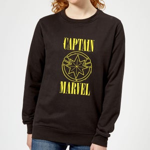Captain Marvel Grunge Logo Women's Sweatshirt - Black