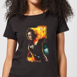 Captain Marvel Galactic Shine Damen T-Shirt - Schwarz