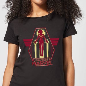 Captain Marvel Flying Warrior Damen T-Shirt - Schwarz