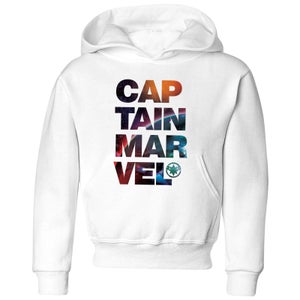 Captain Marvel Space Text Kids' Hoodie - White