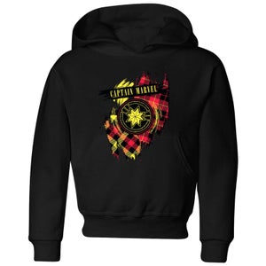 Captain Marvel Tartan Patch Kids' Hoodie - Black