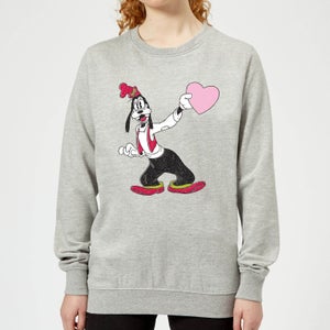 Disney Goofy Love Heart Women's Sweatshirt - Grey