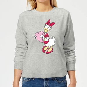 Disney Daisy Duck Love Heart Women's Sweatshirt - Grey