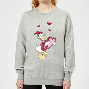 Disney Donald Duck Love Heart Women's Sweatshirt - Grey