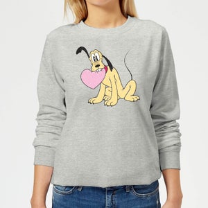 Disney Pluto Love Heart Women's Sweatshirt - Grey