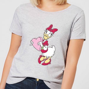 Disney Daisy Duck Love Heart Women's T-Shirt - Grey