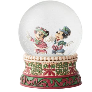 Disney Traditions Splendid Skaters (Victorian Mickey and Minnie Mouse Waterball) 16.0cm