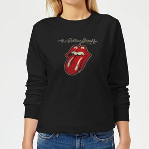Rolling Stones Plastered Tongue Damen Sweatshirt - Schwarz