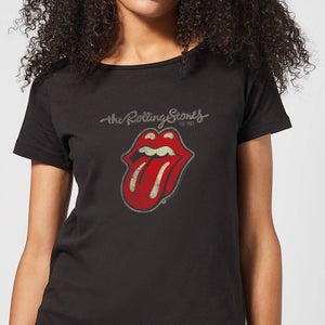 Rolling Stones Plastered Tongue Damen T-Shirt - Schwarz