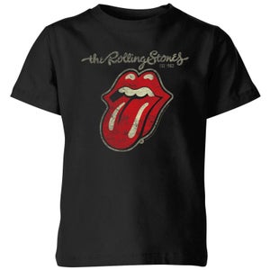 Rolling Stones Plastered Tongue Kinder T-Shirt - Schwarz