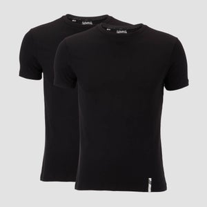 Luxe Classic Crew T-Skjorte (2 Pack) - Svart/Svart