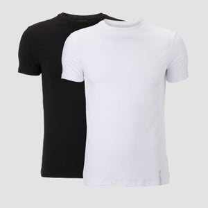 Luxe klasické tričko s kruhovým výstřihem (2 Pack) - Černé/Bílé