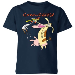 Cow and Chicken Characters Kids' T-Shirt - Navy
