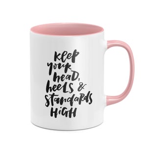Keep Your Head Heels And Standards High Mug - White/Pink