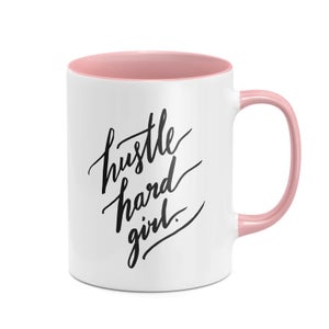 Hustle Hard Girl Mug - White/Pink