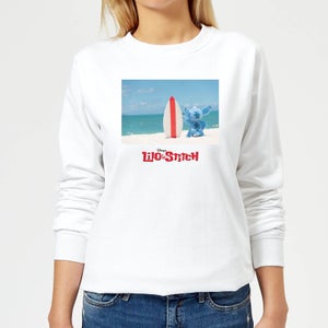 Disney Lilo And Stitch Surf Beach Damen Sweatshirt - Weiß