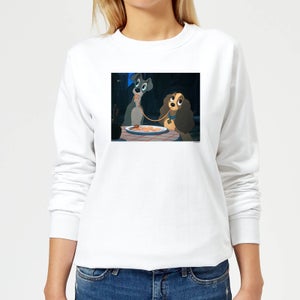 Disney Lady And The Tramp Spaghetti Scene Women's Sweatshirt - White