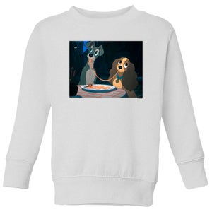 Disney Lady And The Tramp Spaghetti Scene Kids' Sweatshirt - White