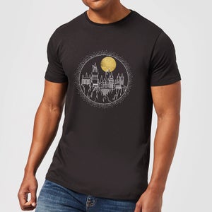 T-Shirt Harry Potter Hogwarts Castle Moon - Nero - Uomo