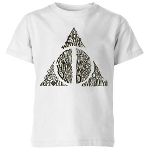 Harry Potter Deathly Hallows Text kinder t-shirt - Wit