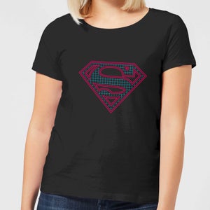 Justice League Superman Retro Grid Logo Women's T-Shirt - Black