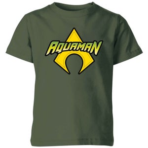 Justice League Aquaman Logo Kids' T-Shirt - Forest Green