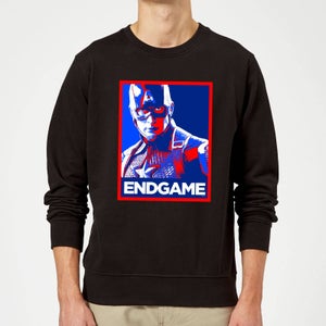 Avengers Endgame Captain America Poster Sweatshirt - Black