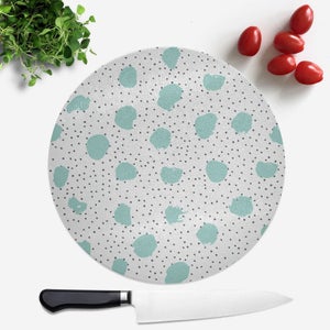 Mint Green Blobs And Polka Dots Round Chopping Board