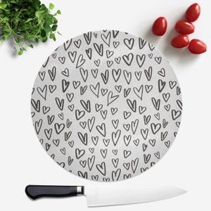Black Heart Pattern Round Chopping Board