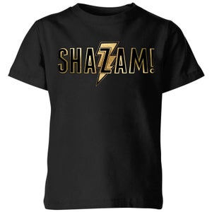 Shazam Gold Logo Kids' T-Shirt - Black