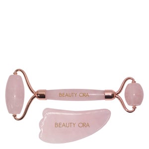 Beauty ORA Crystal Roller and Gua Sha Set for Face and Body - Rose Quartz