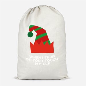 When I Think Of You I Touch My Elf Cotton Storage Bag