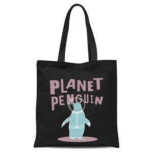 Planet Penguin Tote Bag - Black