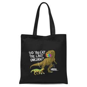 Dinosaur Unicorn Tote Bag - Black
