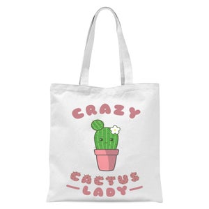 Crazy Cactus Lady Tote Bag - White