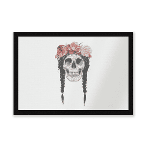 Skull And Flowers Entrance Mat