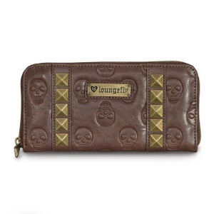 Loungefly Studded Skull Zip Around Wallet
