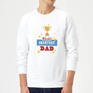 World's Greatest Dad With Trophy Sweatshirt - White