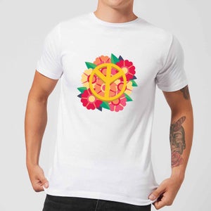 Peace Symbol Floral Men's T-Shirt - White