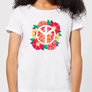 Peace Symbol Floral Women's T-Shirt - White