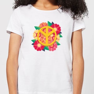 Peace Symbol Floral Women's T-Shirt - White