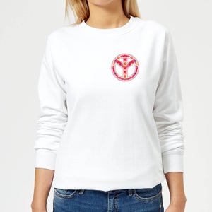 Floral Pattern Peace Symbol Women's Sweatshirt - White