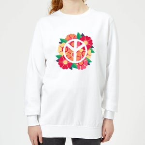 Peace Symbol Floral Women's Sweatshirt - White