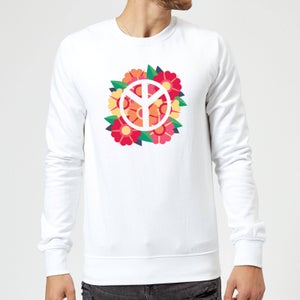 Peace Symbol Floral Sweatshirt - White