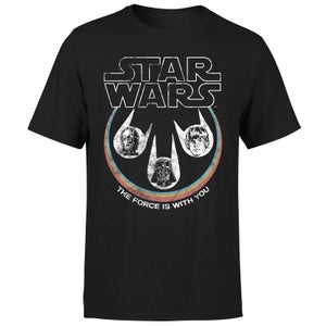 T-Shirt Star Wars The Force Is With You Retro Heads - Nero - Uomo