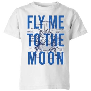 Fly Me To The Moon Blue Print Kids' T-Shirt - White