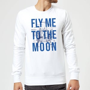 Fly Me To The Moon Blue Print Sweatshirt - White