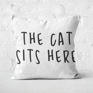 The Cat Sits Here Square Cushion