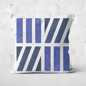 Watercolour Blue Lines Square Cushion