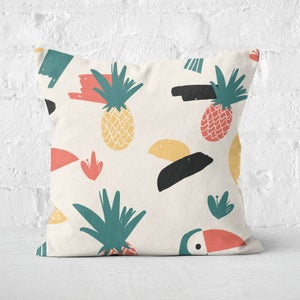 Parrot And Pineapple Pattern Square Cushion